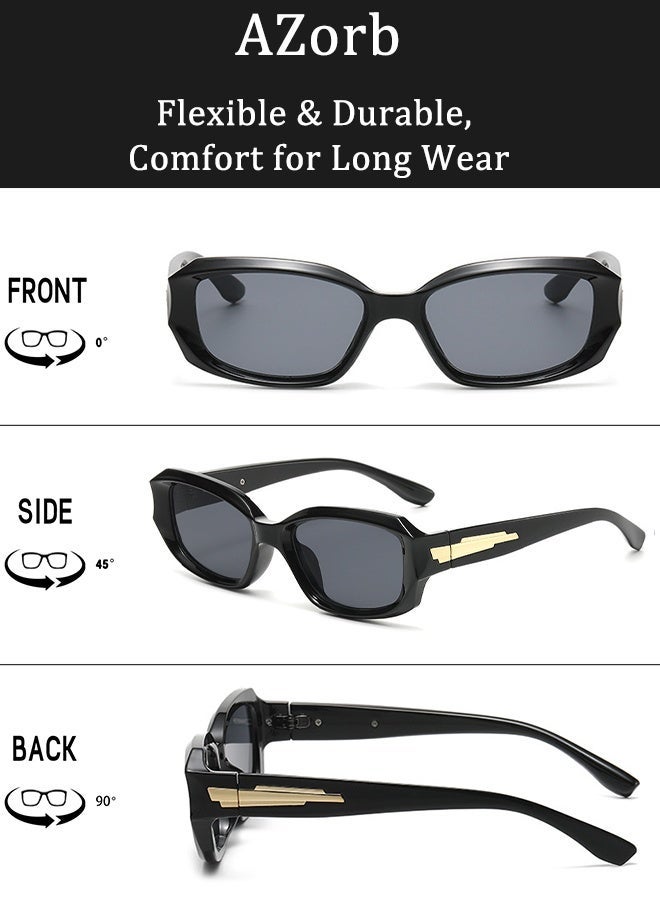 AZorb Sunglasses Women Square Fashion Design Sun Glassess UV400 Protection Sunglass Thick Frame Ladies Eye Glasses Rectangular Trendy Shades Black - Image 4